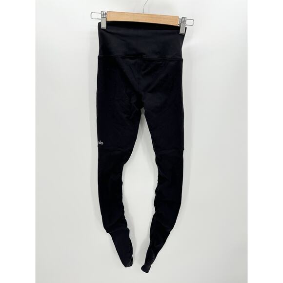 Alo Womens Mid Rise Black Fitted Leggings Size XS Tight Athleisure Workout Tight - Picture 1 of 7